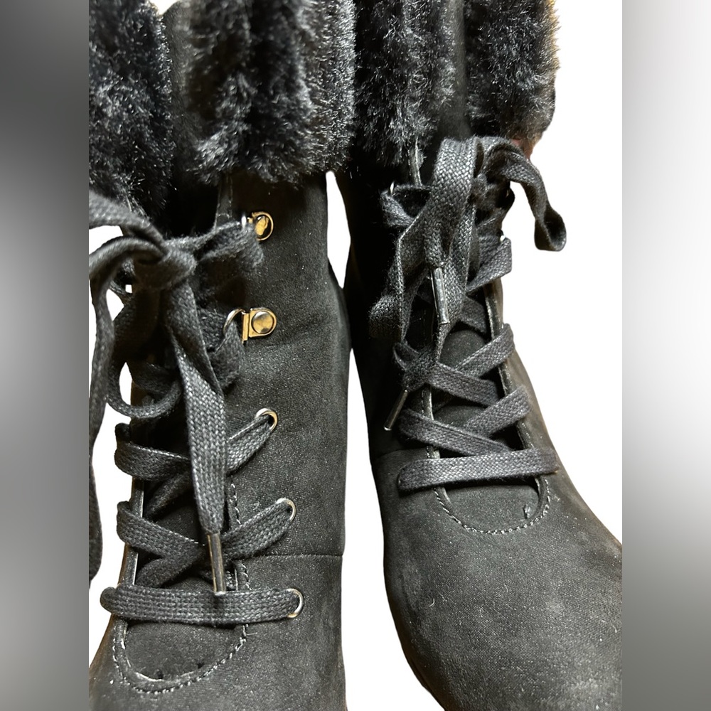 Rouge Helium Faux Fur Black Suede Boots, Size 8 - Picture 5 of 8